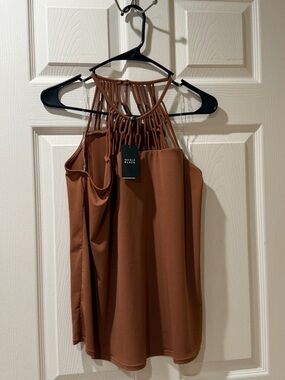 Buckle One-Shoulder Braided Neck Tank Dress in Rust